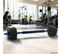 vidaXL 2-in-1 Dumbbell Barbell Set 20kg 20kg Black and Blue