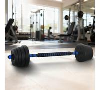 vidaXL 2-in-1 Dumbbell Barbell Set 30kg Black and Blue