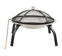 vidaXL 2-in-1 Fire Pit and BBQ with Poker Stainless Steel Fireplace Patio