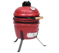vidaXL 2-in-1 Kamado Barbecue Grill Smoker Ceramic Red Camping BBQ Grill Set
