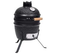 'vidaXL 2-in-1 Kamado Barbecue Grill Smoker - Ceramic Construction with Glazed Pitted Exterior, Built-in Thermometer, Adjustable Airflow - Charcoal or Wood-Fueled, Compact Size for Outdoor Cooking