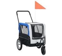 vidaXL 2-in-1 Pet Bike Trailer and Jogging Stroller Dog Carrier Grey and Blue