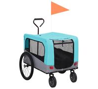 vidaXL 2-in-1 Pet Bike Trailer & Jogging Stroller Blue and Grey
