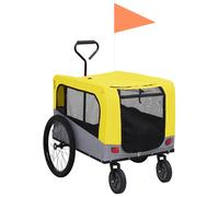 vidaXL 2-in-1 Pet Bike Trailer & Jogging Stroller Yellow and Grey, Yellow