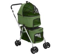 vidaXL 2-Layers Folding Dog Stroller Green 83x48x97 cm Oxford Fabric