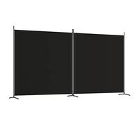 vidaXL 2-Panel Room Divider Folding Privacy Protection Screen Room Separator Paravent Wall Partition Panel Screen Dressing Wall Black Fabric