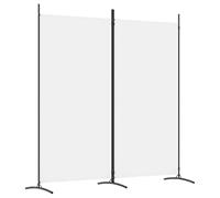 vidaXL Room Divider 2-Panel – Fabric & Iron, Foldable, Durable, Breathable – White 175x180 cm