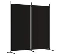 vidaXL Room Divider 2-Panel Foldable Privacy Screen, Black Polyester, Iron Frame, 175x180 cm