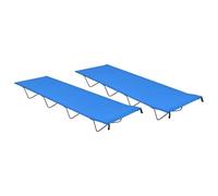 vidaXL 2 pcs Camping Beds 180x60x19 cm Oxford Fabric and Steel Blue Lounger