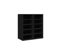 vidaXL 2 pcs Modern Shoe Cabinets, Easy Assembly Shoe Storage Solution, Durable Black Engineered Wood, Floor or Wall Mounted