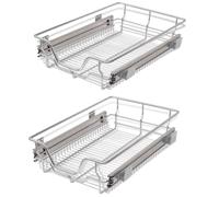 vidaXL Pull-Out Wire Baskets - 2pcs Silver, 400mm for Kitchen, Polished Chrome-plated Steel - Easy Installation, Durable, Fully Extendable