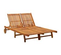 vidaXL 2-Person Sun Lounger Solid Acacia Wood, Brown