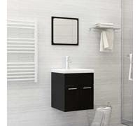 vidaXL 2 Piece Bathroom Furniture Set Black Engineered Wood