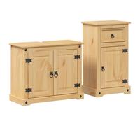 vidaXL 2 Piece Bathroom Furniture Set Corona Solid Wood Pine bathroom cabinet