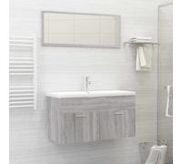 Vidaxl 2 Piece Bathroom Furniture Set Grey Sonoma Engineered Wood, Grey
