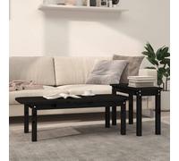 (black) vidaXL Solid Wood Pine Coffee Table Set 2 Piece Side End Table Multi Colours