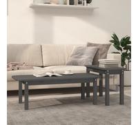 (grey) vidaXL Solid Wood Pine Coffee Table Set 2 Piece Side End Table Multi Colours