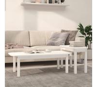 vidaXL 2 Piece Coffee Table Set White Solid Wood Pine