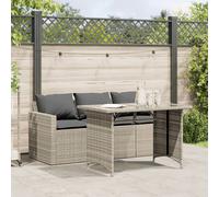 vidaXL Garden Dining Set 2 Piece with Cushions Sofa Light Grey Poly Rattan