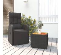 vidaXL Garden Lounge Set 2 Piece Black Poly Rattan and Solid Wood Acacia Sofa