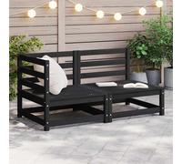 vidaXL 2 Piece Garden Lounge Set Black Solid Pinewood