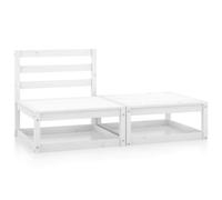 vidaXL 2 Piece Garden Lounge Set White Solid Pinewood UK HOT