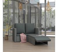 vidaXL 2 Piece Garden Lounge Set with Cushions Poly Rattan Grey