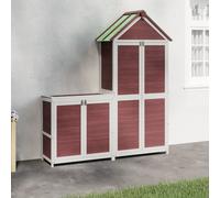 vidaXL 2 Piece Garden Tool Shed Set Mocha Solid Wood Pine