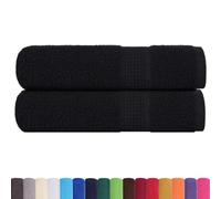 vidaXL 2 Piece Hand Towels - 100% Cotton - 50x100 cm - Black - OEKO-TEX Certified - Absorbent, Soft, Machine Washable with Hanging Loop