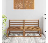 vidaXL 2 Piece Outdoor Middle Sofa Solid Acacia Wood Natural