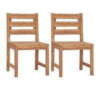 vidaXL 2-Piece Patio Chairs in Solid Teak Wood - Outdoor Furniture for Garden Patio or Deck with Comfortable Backrest and Refined Look