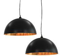 vidaXL Ceiling Lamps 2 pcs Black and Gold Semi-spherical 50 cm E27, Black