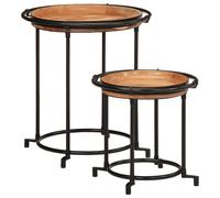vidaXL 2 Piece Side Table Set Solid Wood Acacia end table sofa side table