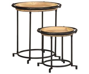 vidaXL 2 Piece Side Table Set Solid Wood Mango end table sofa side table