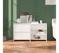 Sideboard 2-Piece White Engineered Wood 70x40.5x75 cm Storage Cabinet HighGloss