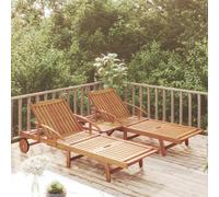 Vidaxl 2 Piece Sunlounger Set With Table Solid Wood Acacia