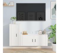 vidaXL 2 Piece TV Cabinet Set White Engineered Wood