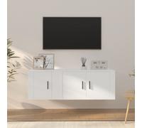 vidaXL 2 Piece TV Cabinet Set White Engineered Wood