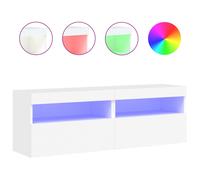 vidaXL 2-Piece White TV Wall Cabinets with RGB LED Lights - Wall-Mounted Media Units