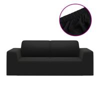 vidaXL 2-Seater Stretch Couch Slipcover Black Polyester Jersey Couch Cover