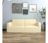 vidaXL 2-Seater Stretch Couch Slipcover Cream Polyester Jersey Couch Cover