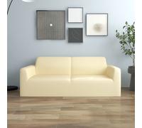 vidaXL 2-Seater Stretch Couch Slipcover Cream Polyester Jersey Couch Cover
