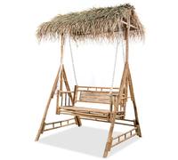 vidaXL 2 Seater Swing Chair with Palm Leaves Bamboo 202 cm