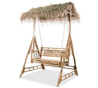 vidaXL 2-Seater Swing Bench with Palm Leaves, Porch Swing for Outdoor Balcony Pa