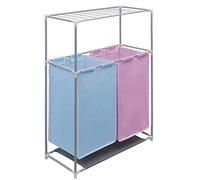 vidaXL 2-Section Laundry Sorter Hamper with a Top Shelf for Drying Basket