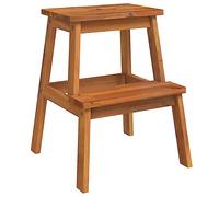 "vidaXL 2 Step Stool in Sturdy Solid Acacia Wood - Contemporary Design with Curved Edges for Safety - Ideal for both Kids and Adults in Kitchen, Living Room, and Bathroom"