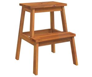 "vidaXL 2 Step Stool in Sturdy Solid Acacia Wood - Contemporary Design with Curved Edges for Safety - Ideal for both Kids and Adults in Kitchen, Living Room, and Bathroom"