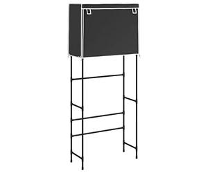 vidaXL 2-Tier Black Iron Storage Rack for Bathroom & Laundry Room - Over-the-Washing Machine Shelf with Non-Woven Curtain - Stylish Design & Space-Sutible, Easy Assembly