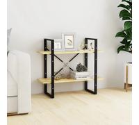 vidaXL Solid Pine Wood 2-Tier Book Cabinet Home Office Storage Rack Bookcase