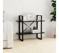 vidaXL 2-Tier Book Cabinet Black 80x30x70 cm Engineered Wood UK HOT